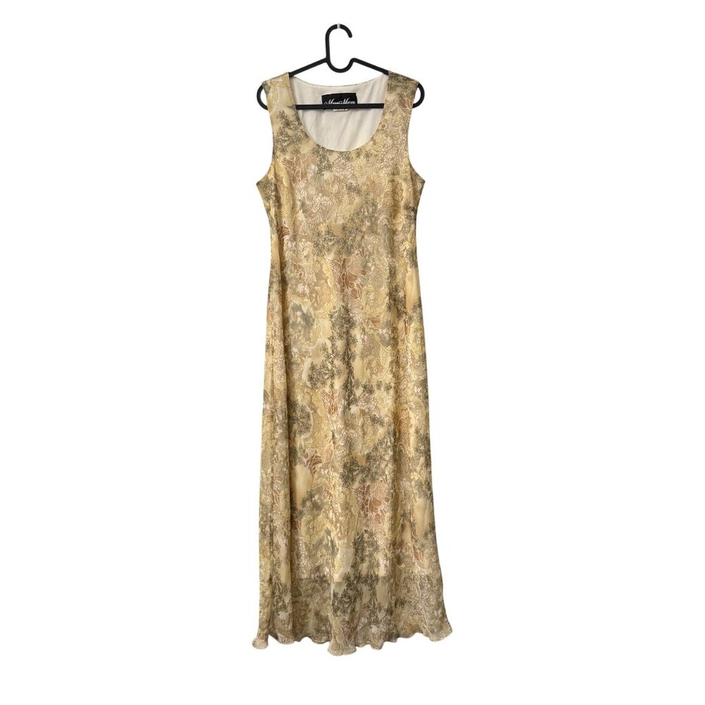 VTG Meghan Matthews Cottagecore 90s Floral Lettuce Hem Maxi Dress Womens 12